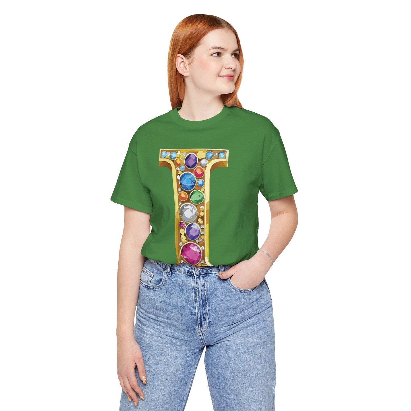 Letter Shirt, Shirt with Letters, Tee Shirt with Gold Letter, Shirt with Antique Letters