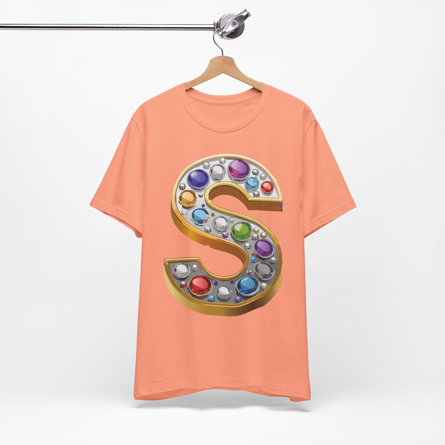 Letter Shirt, Shirt with Letters, Tee Shirt with Gold Letter, Shirt with Antique Letters