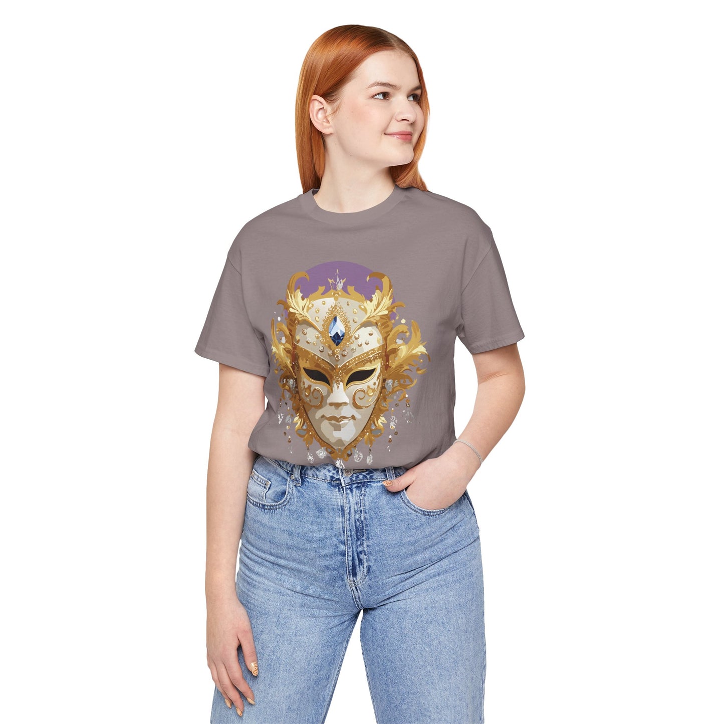 Mask Shirt, Shirt with Mask, Tee Shirt with Gold Face