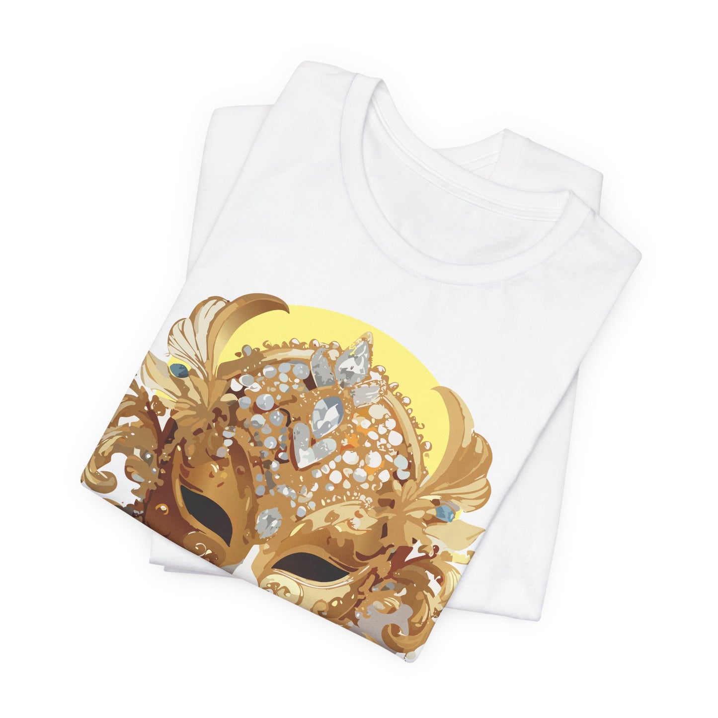 Mask Shirt, Shirt with Mask, Tee Shirt with Gold Face