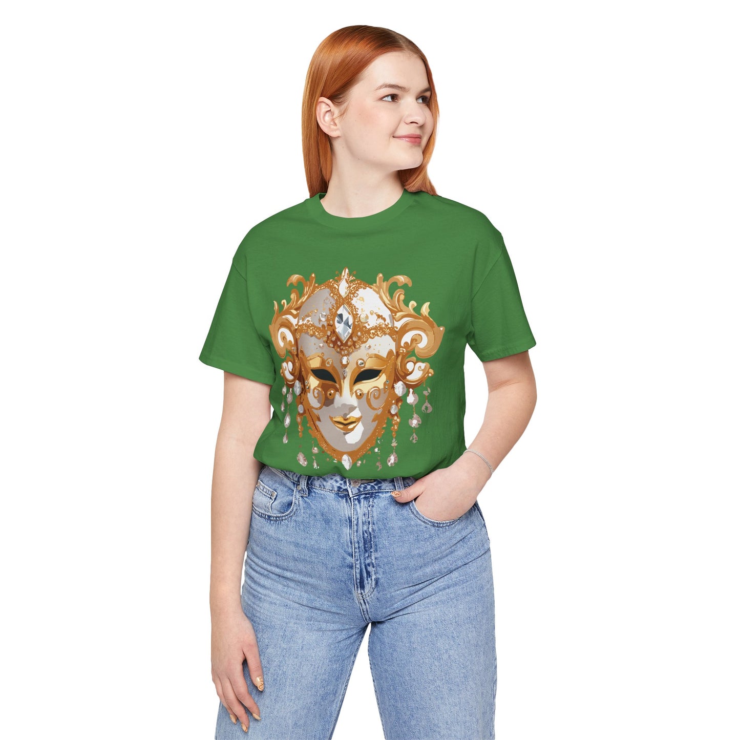 Mask Shirt, Shirt with Mask, Tee Shirt with Gold Face