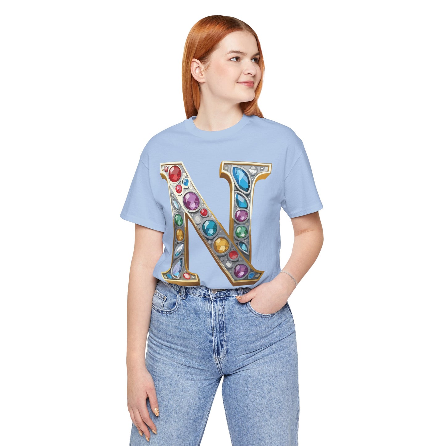 Letter Shirt, Shirt with Letters, Tee Shirt with Gold Letter, Shirt with Antique Letters