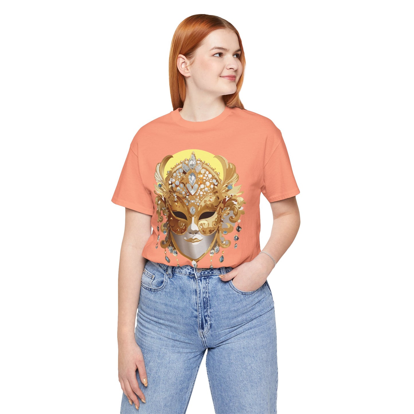 Mask Shirt, Shirt with Mask, Tee Shirt with Gold Face