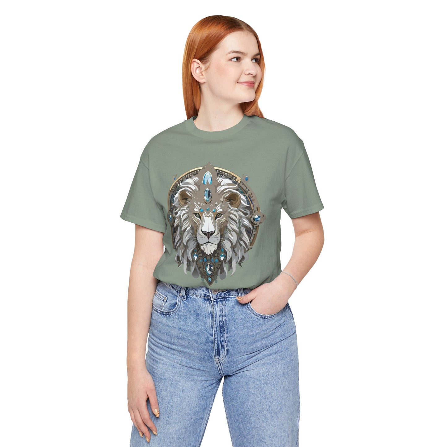 Animal Shirt, Shirt with Animal, Tee Shirt with Gold Animal Medal, Shirt with Antique Animal Medallion