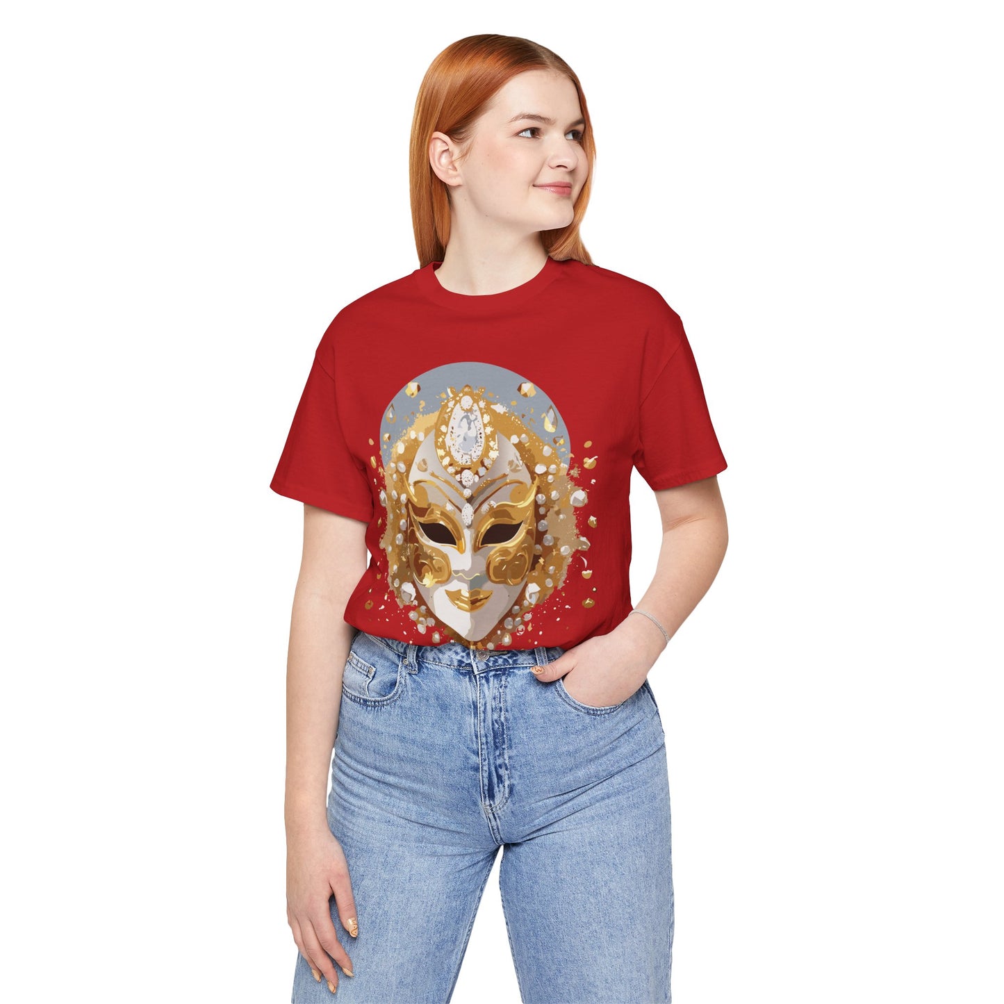 Mask Shirt, Shirt with Mask, Tee Shirt with Gold Face