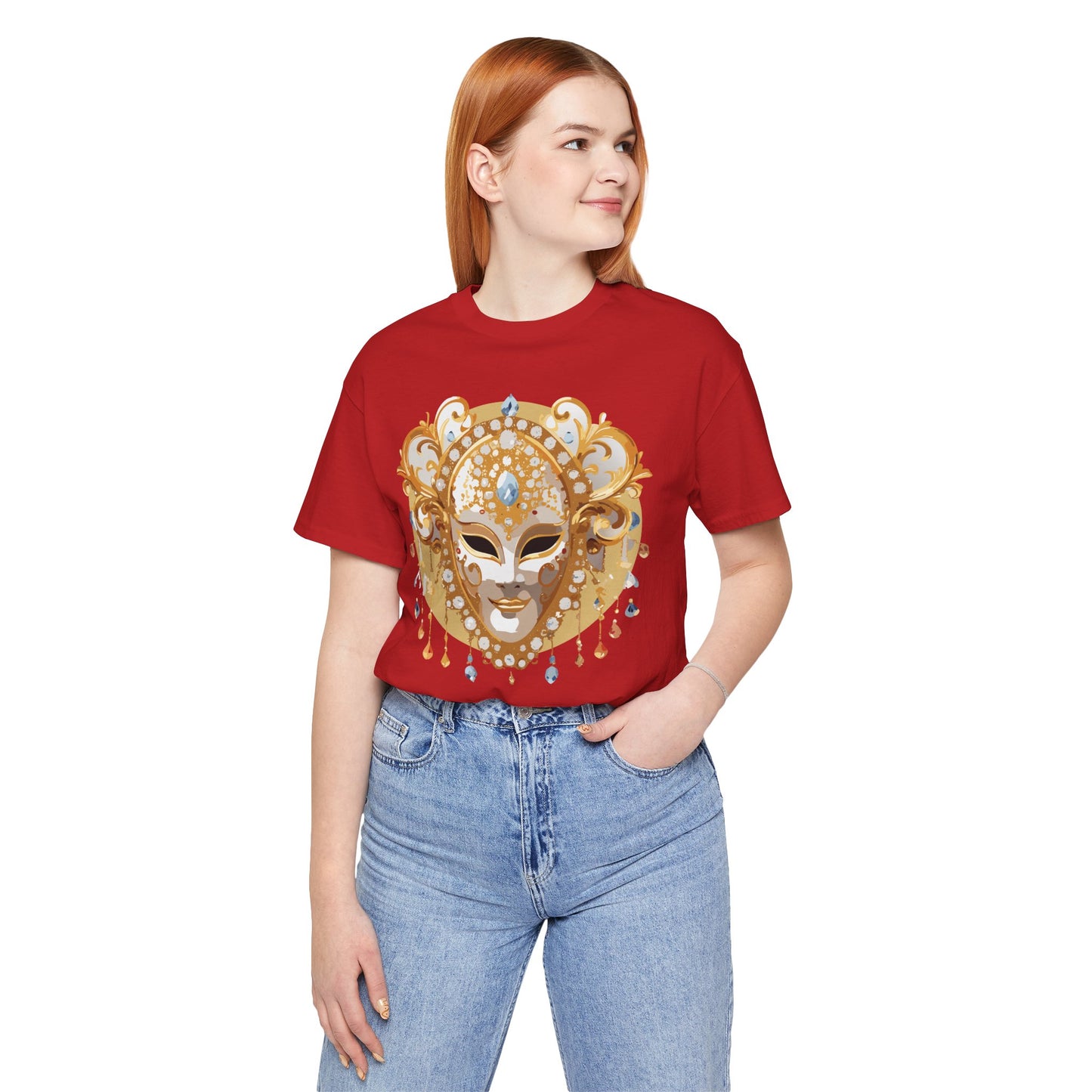 Mask Shirt, Shirt with Mask, Tee Shirt with Gold Face