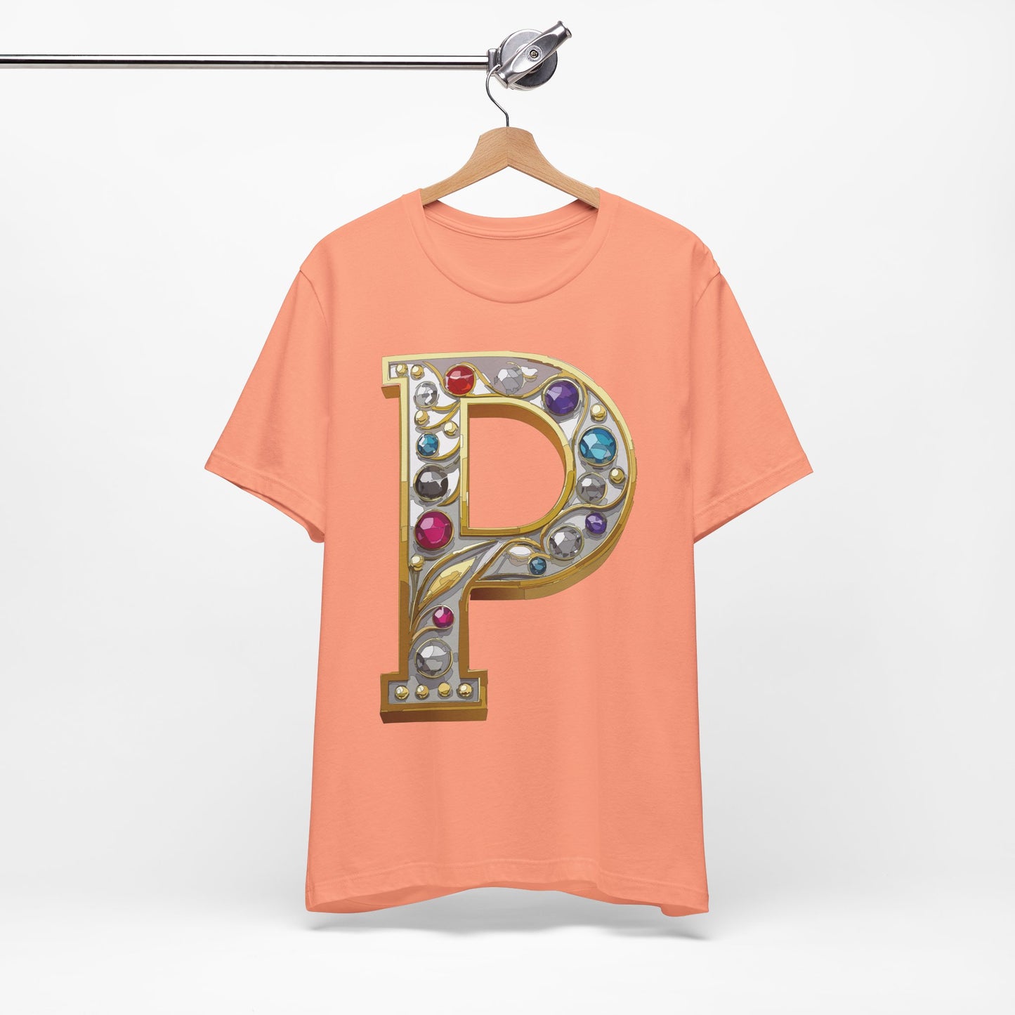 Letter Shirt, Shirt with Letters, Tee Shirt with Gold Letter, Shirt with Antique Letters