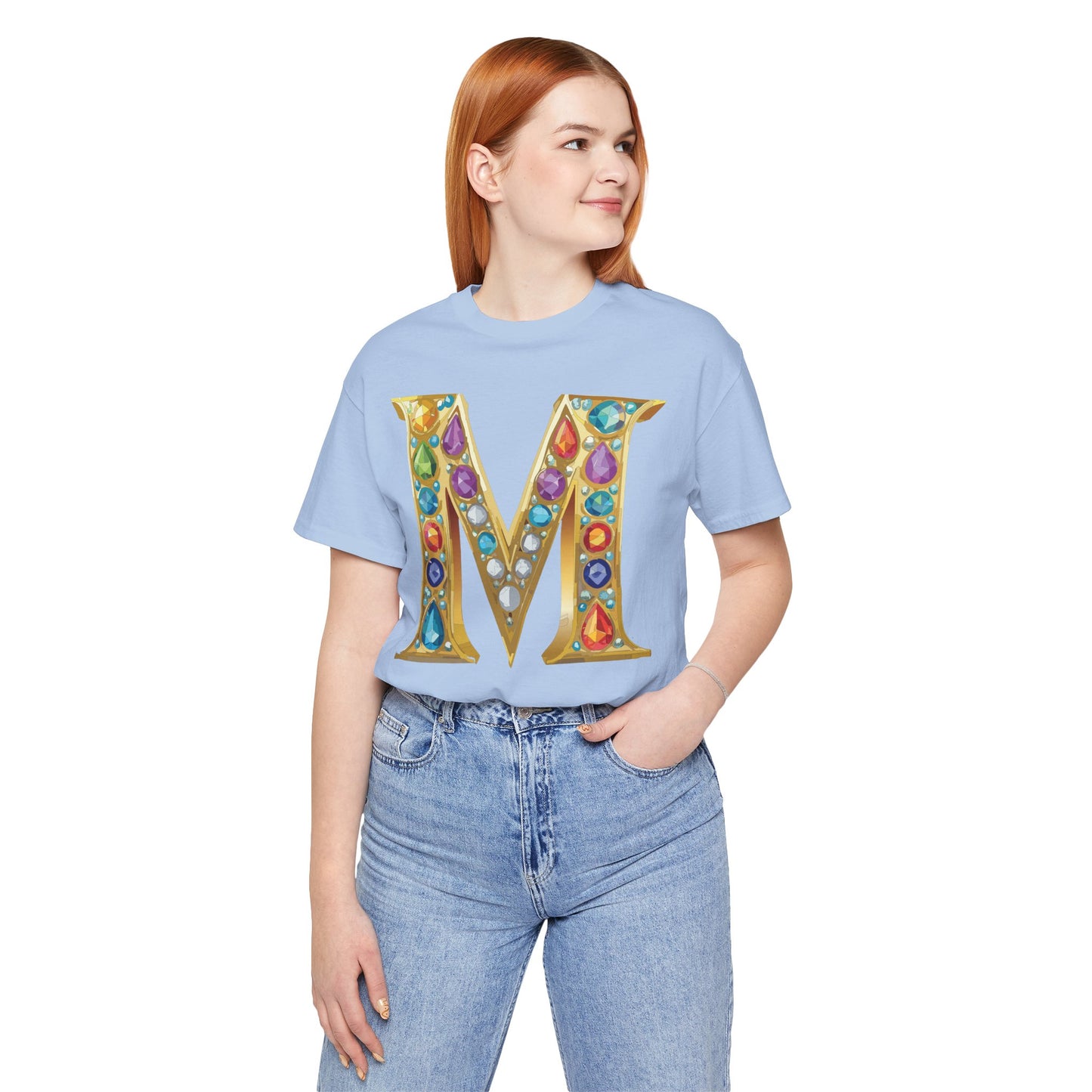 Letter Shirt, Shirt with Letters, Tee Shirt with Gold Letter, Shirt with Antique Letters