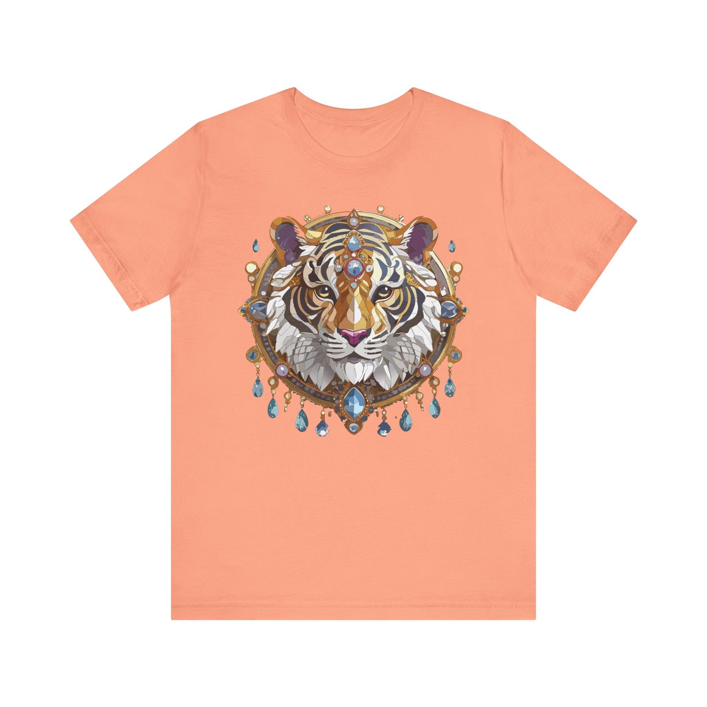 Animal Shirt, Shirt with Animal, Tee Shirt with Gold Animal Medal, Shirt with Antique Animal Medallion