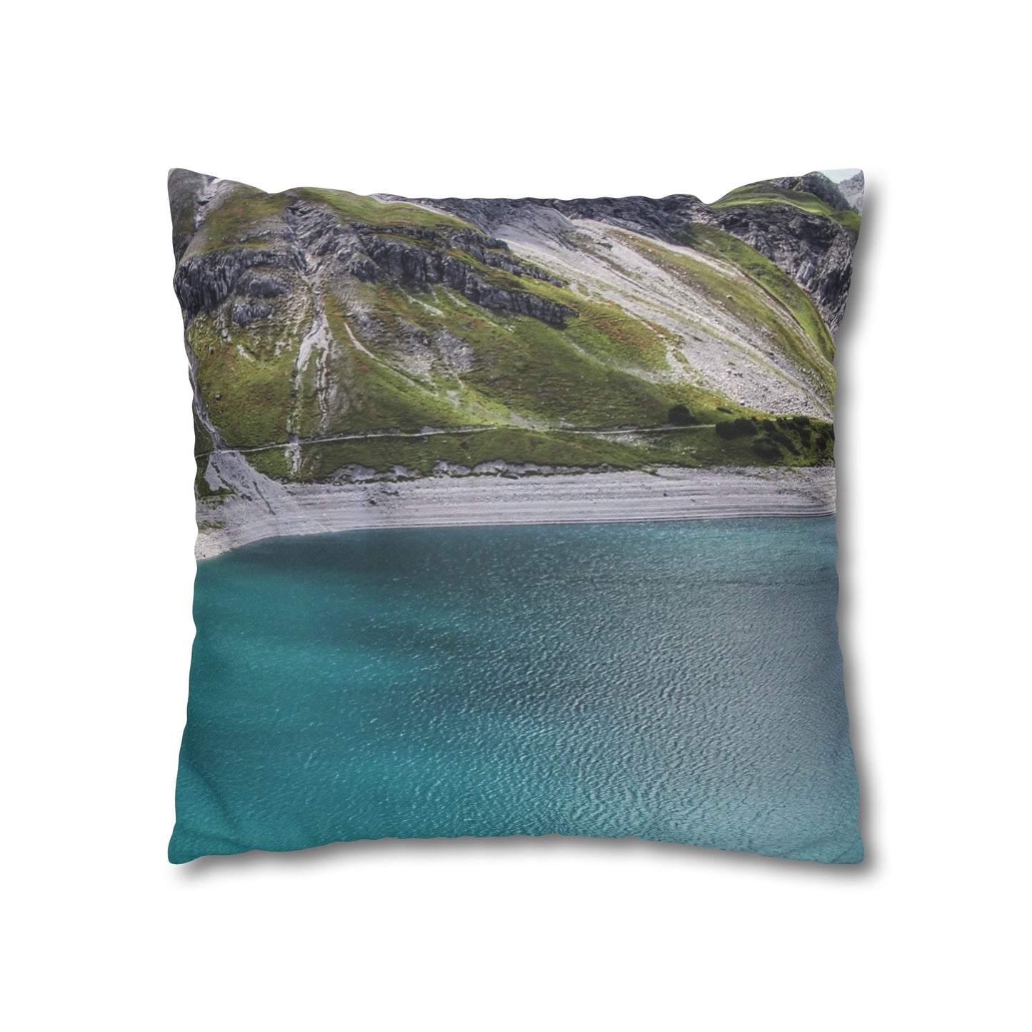 Faux Suede Square Pillowcase with Landscape