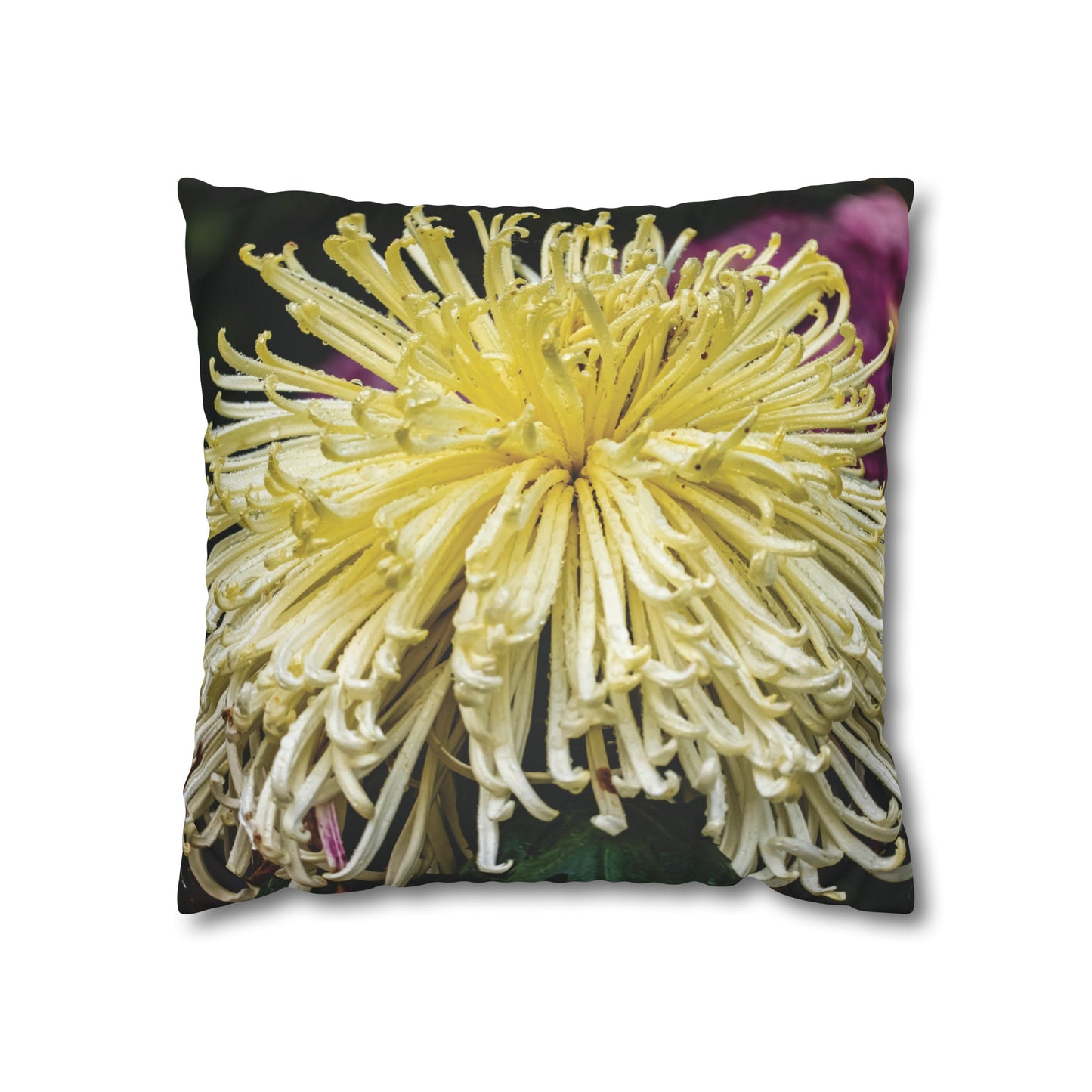 Floral Faux Suede Square Pillowcase