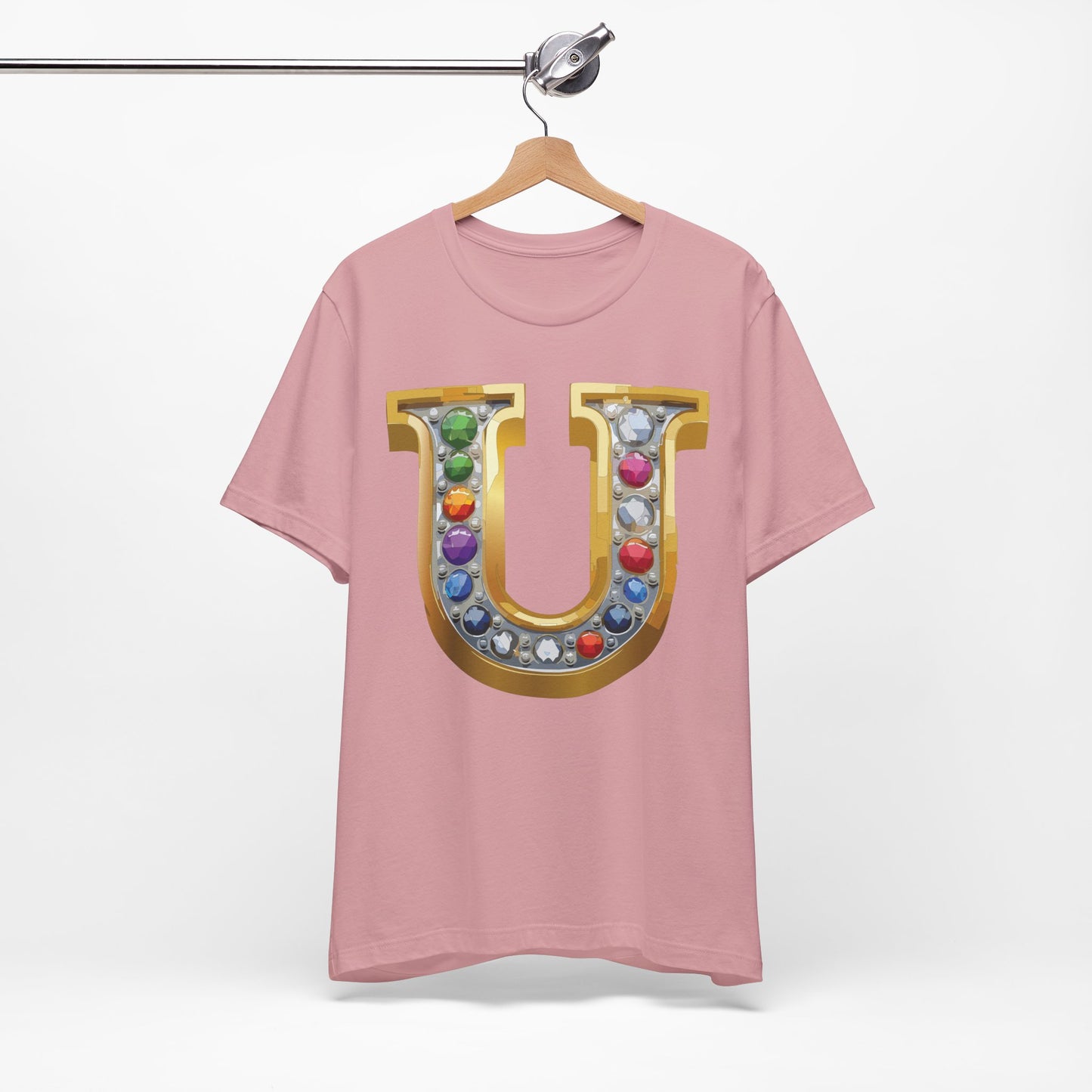 Letter Shirt, Shirt with Letters, Tee Shirt with Gold Letter, Shirt with Antique Letters