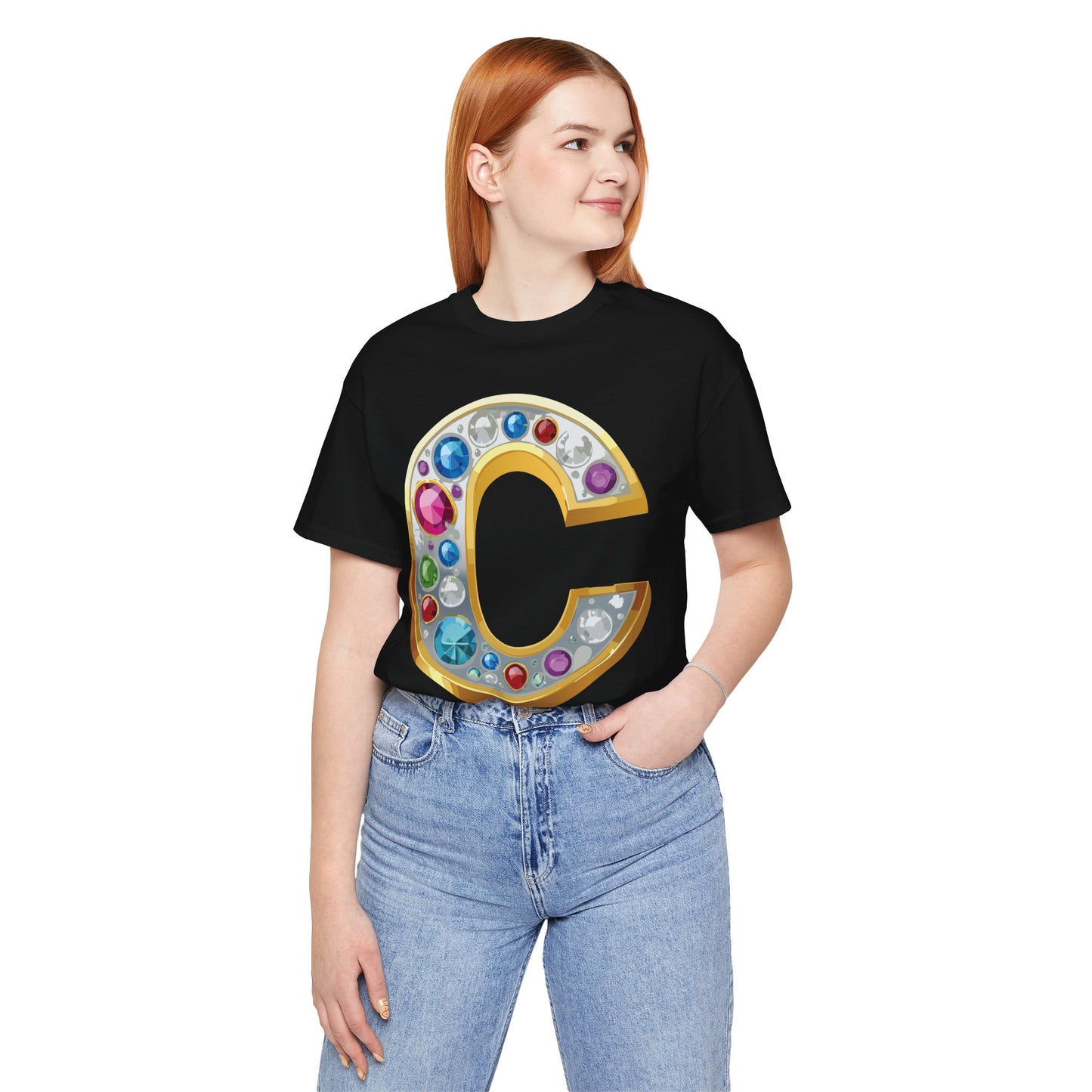 Letter Shirt, Shirt with Letters, Tee Shirt with Gold Letter, Shirt with Antique Letters