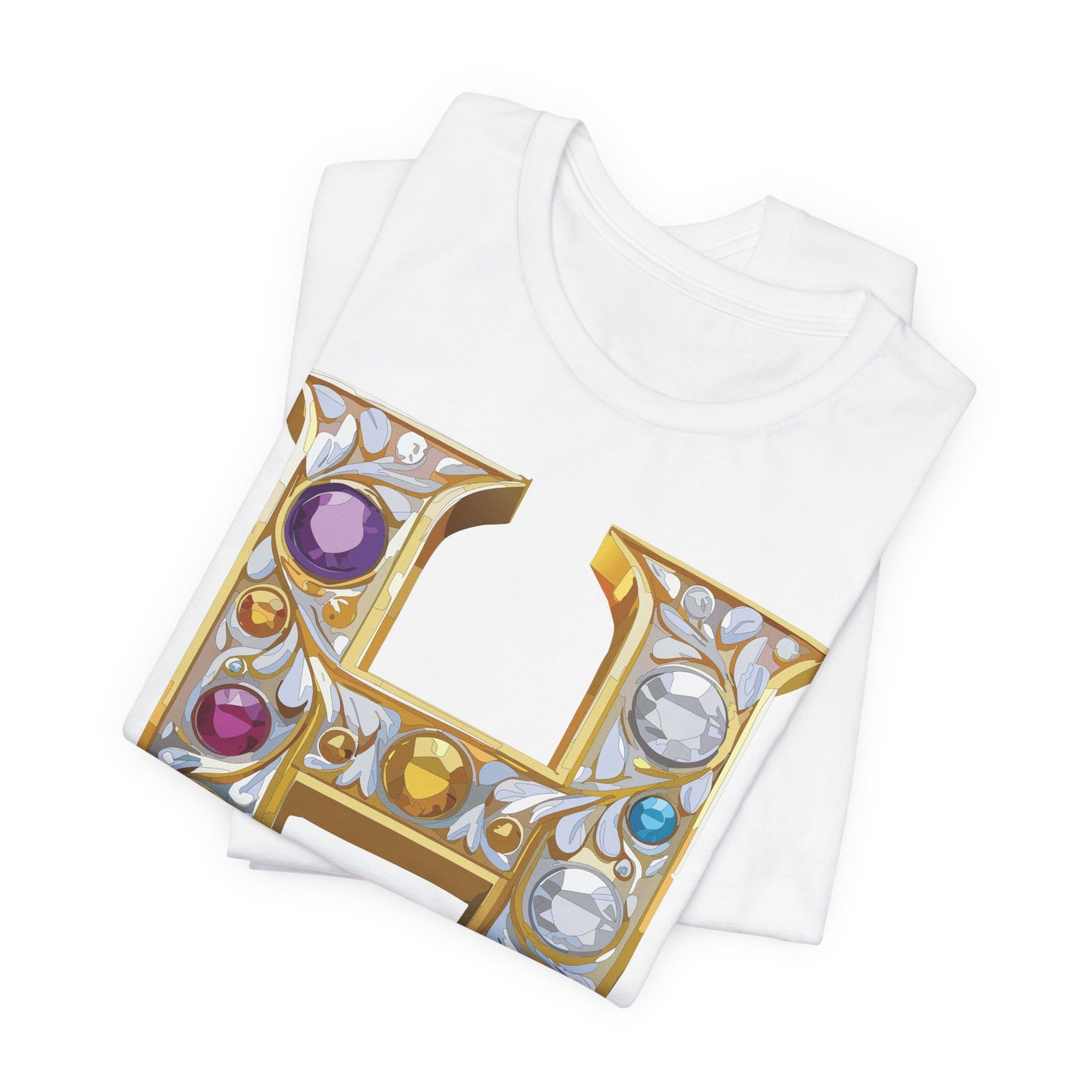 Letter Shirt, Shirt with Letters, Tee Shirt with Gold Letter, Shirt with Antique Letters