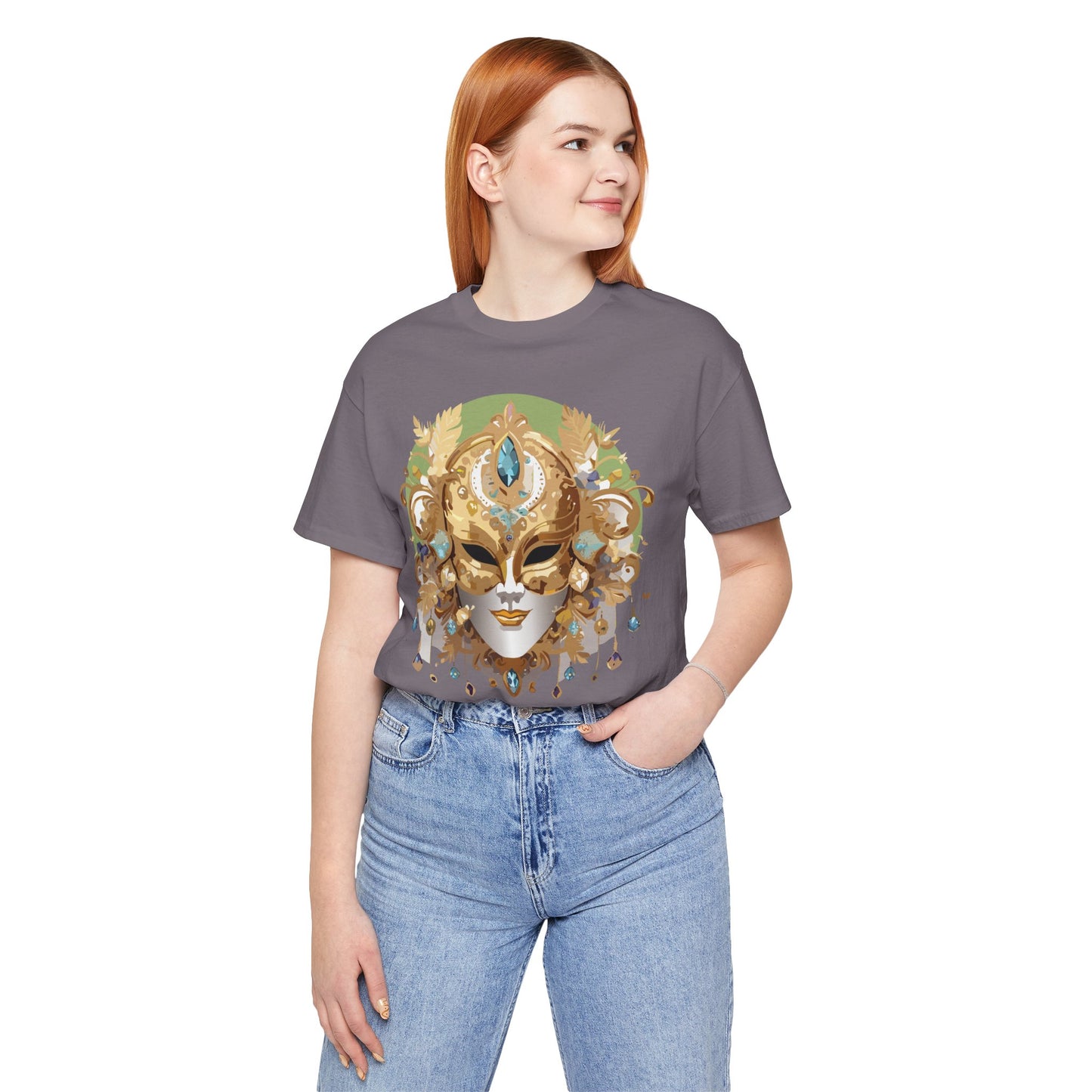Mask Shirt, Shirt with Mask, Tee Shirt with Gold Face