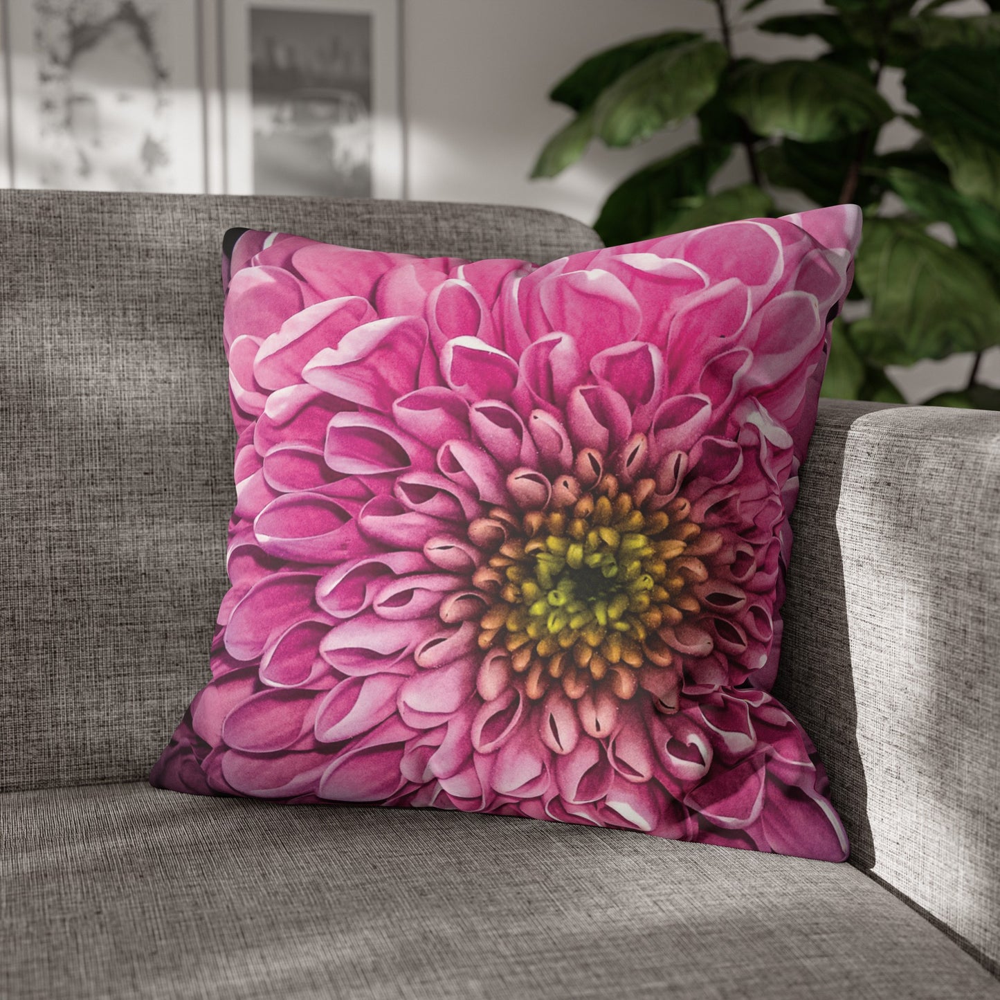 Floral Faux Suede Square Pillowcase