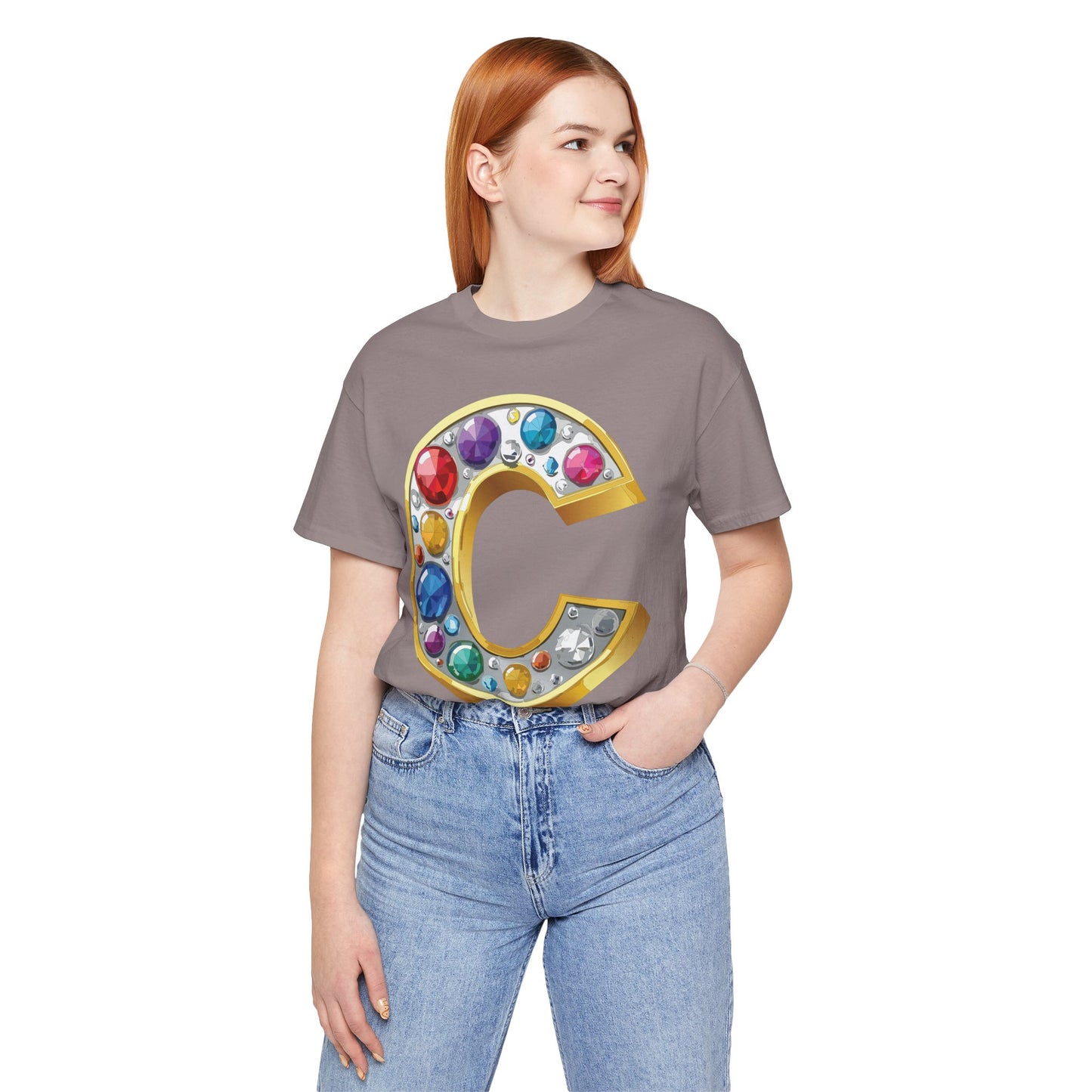 Letter Shirt, Shirt with Letters, Tee Shirt with Gold Letter, Shirt with Antique Letters