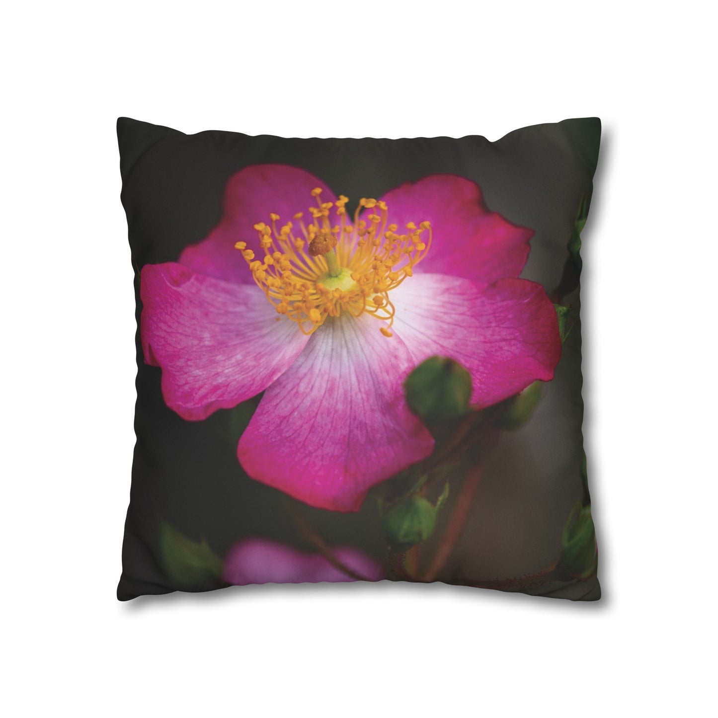 Floral Faux Suede Square Pillowcase