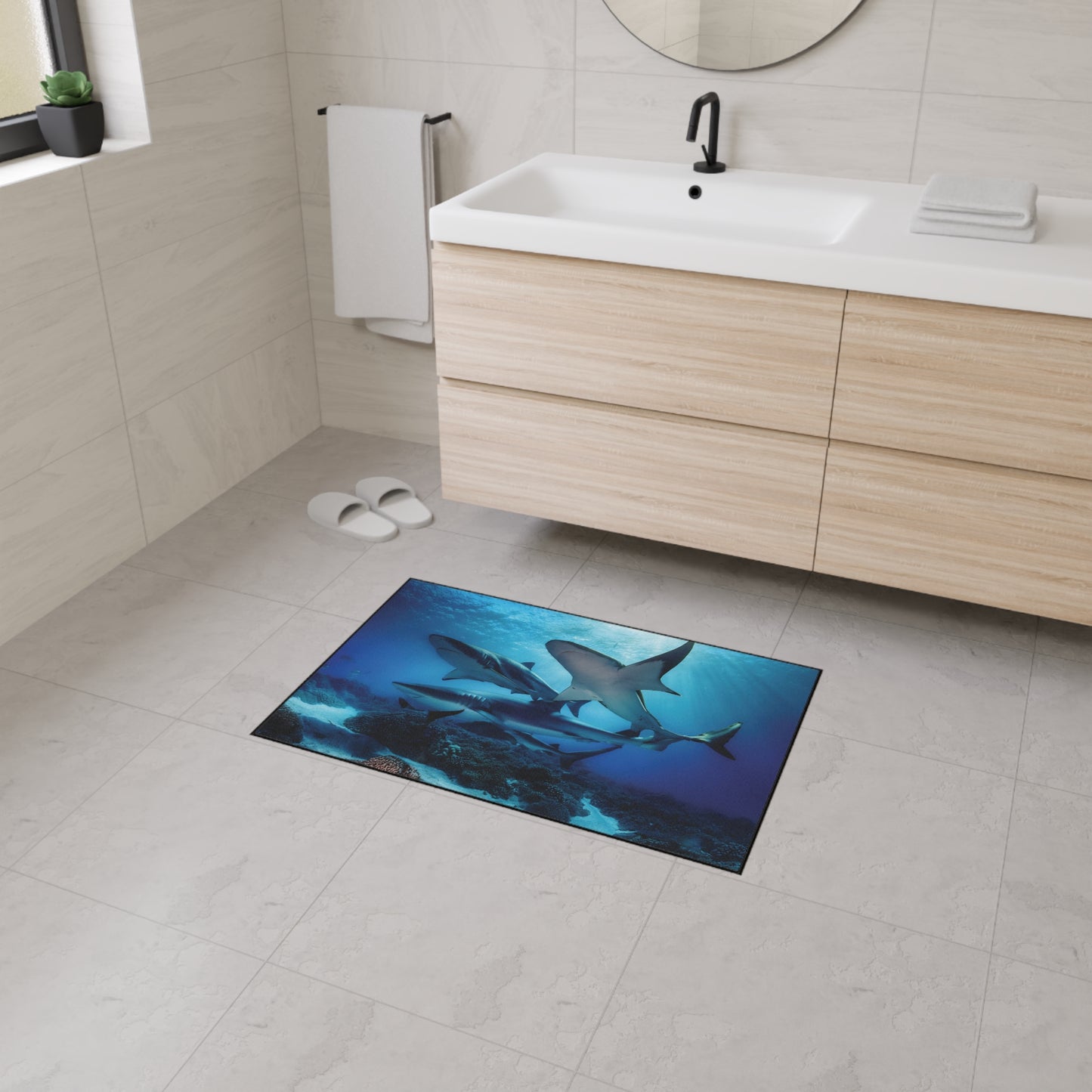 Heavy Duty Floor Mat - Deep Ocean - sharks