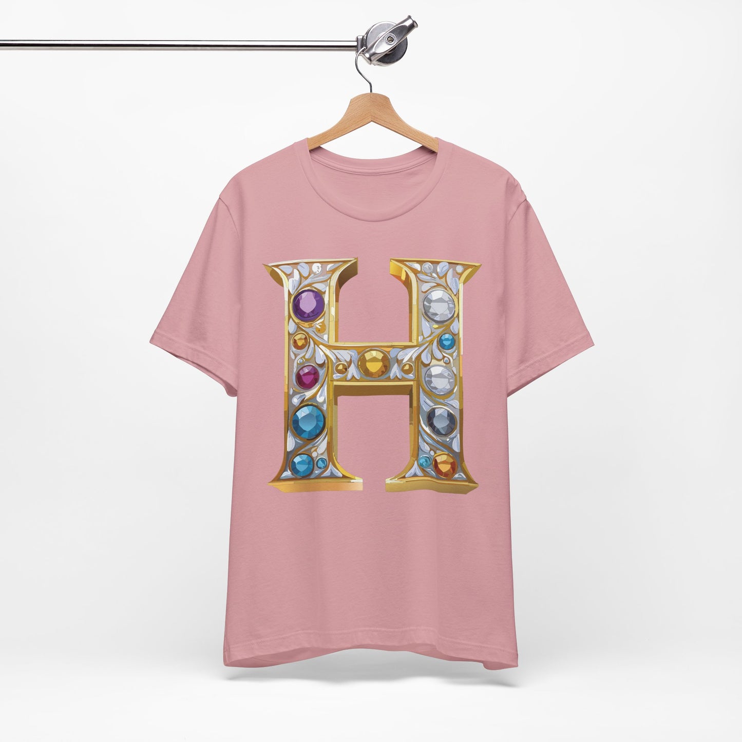 Letter Shirt, Shirt with Letters, Tee Shirt with Gold Letter, Shirt with Antique Letters