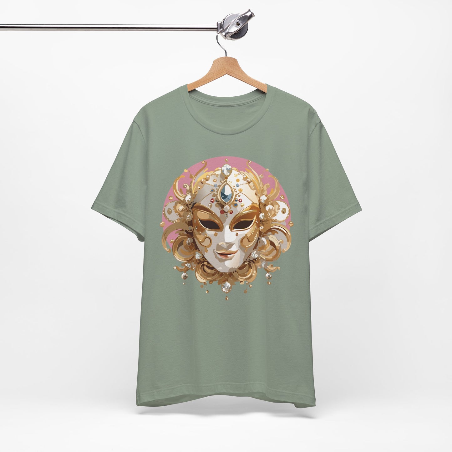 Mask Shirt, Shirt with Mask, Tee Shirt with Gold Face