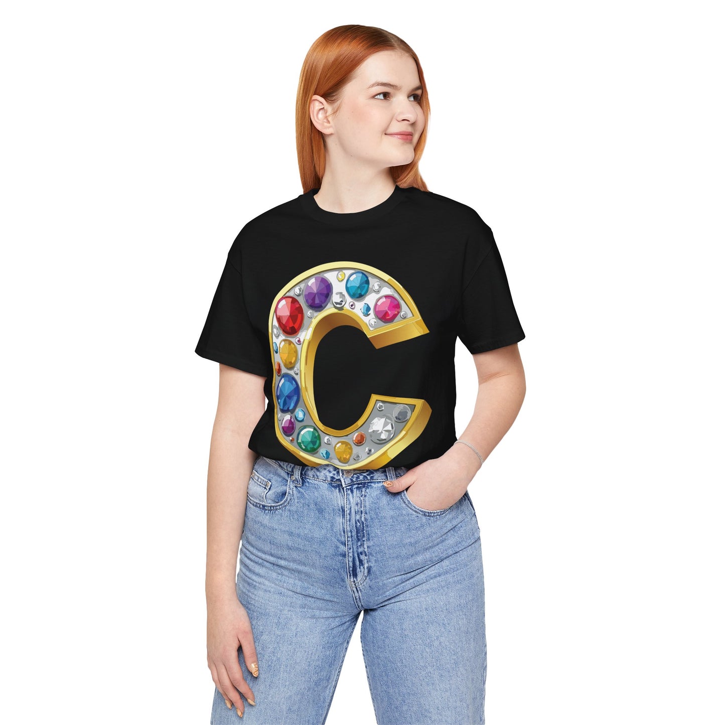 Letter Shirt, Shirt with Letters, Tee Shirt with Gold Letter, Shirt with Antique Letters