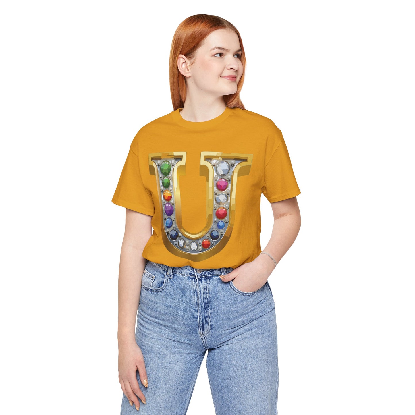 Letter Shirt, Shirt with Letters, Tee Shirt with Gold Letter, Shirt with Antique Letters