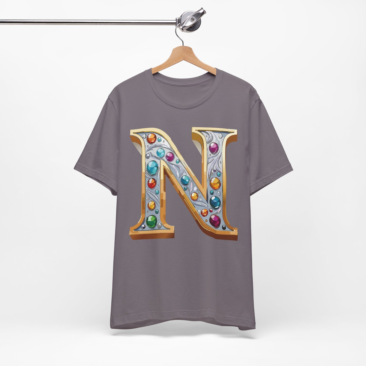 Letter Shirt, Shirt with Letters, Tee Shirt with Gold Letter, Shirt with Antique Letters
