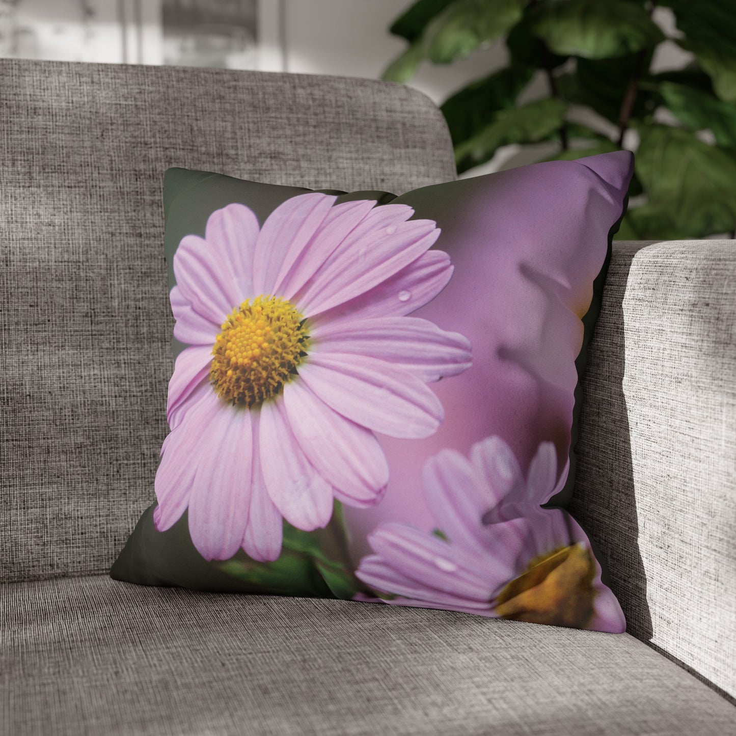 Floral Faux Suede Square Pillowcase