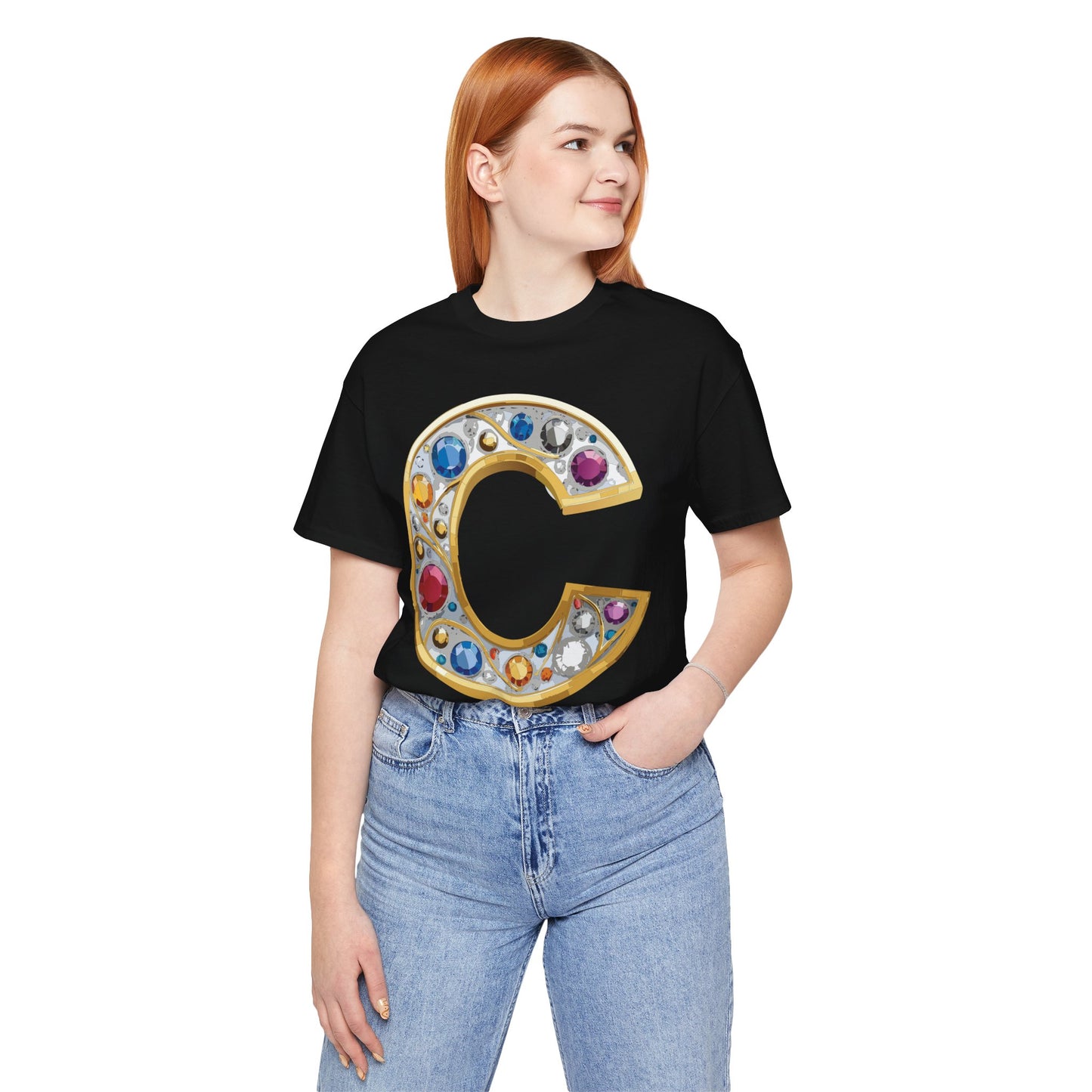 Letter Shirt, Shirt with Letters, Tee Shirt with Gold Letter, Shirt with Antique Letters