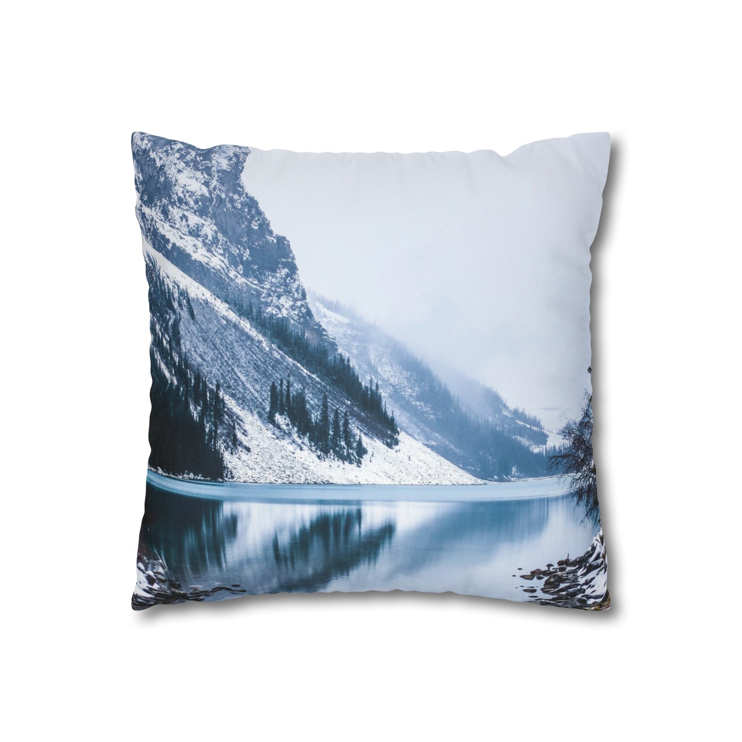 Faux Suede Square Pillowcase with Landscape