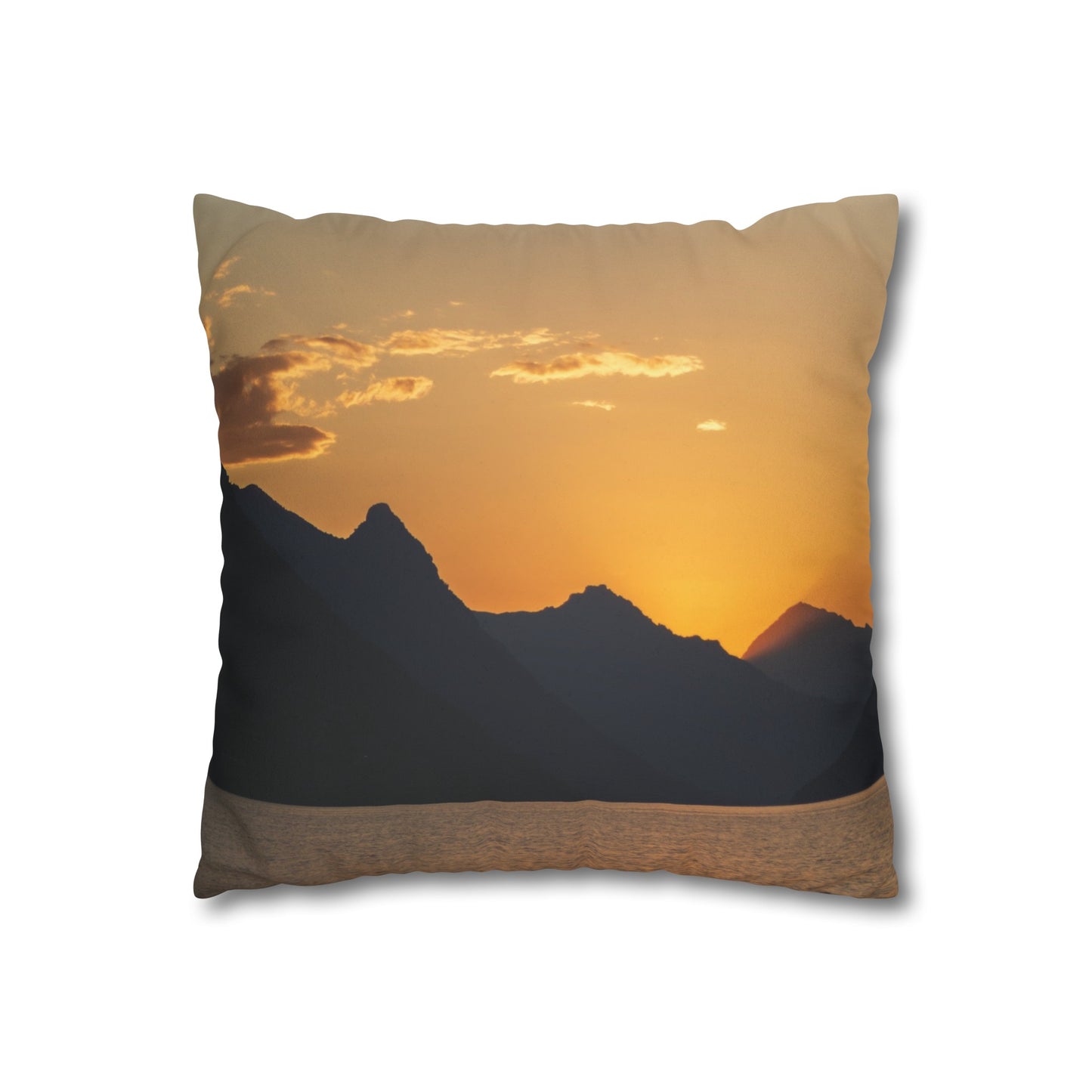 Faux Suede Square Pillowcase with Landscape