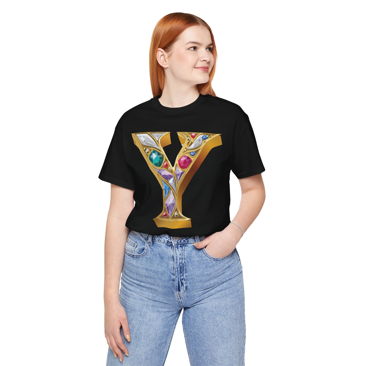 Letter Shirt, Shirt with Letters, Tee Shirt with Gold Letter, Shirt with Antique Letters