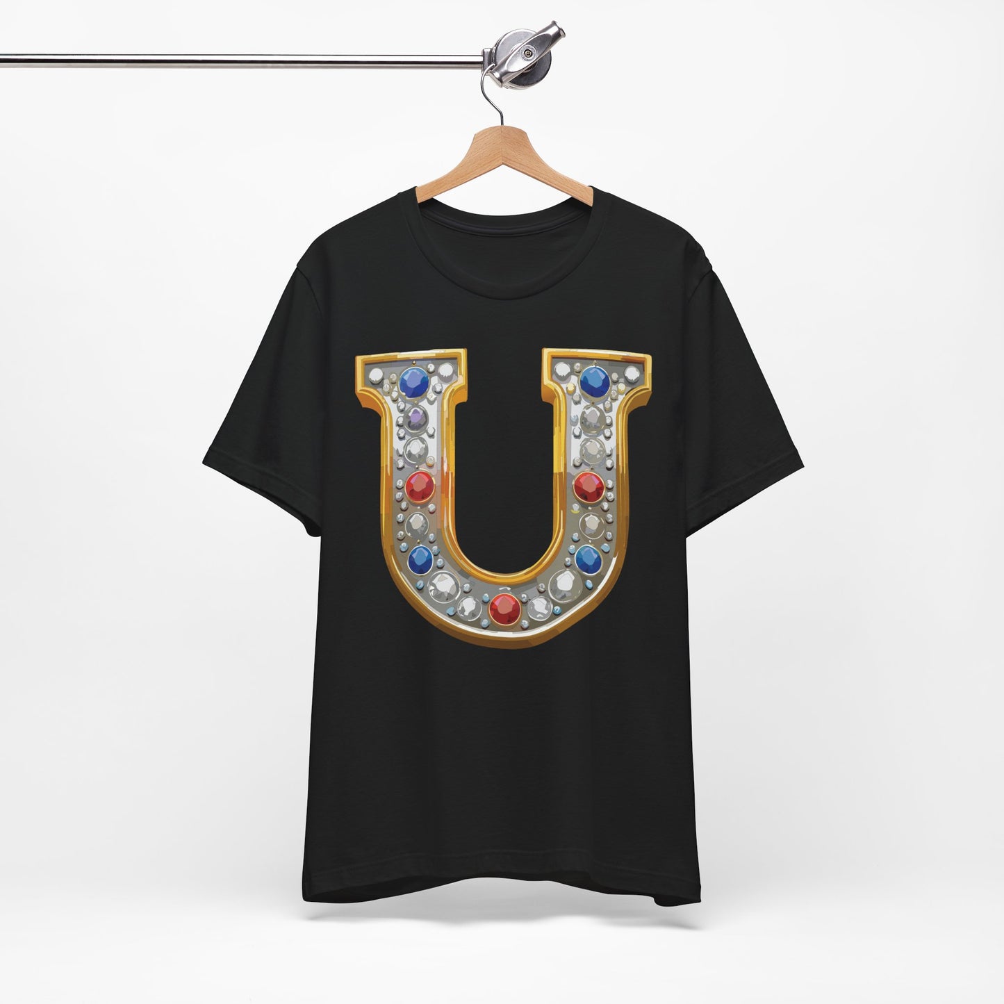 Letter Shirt, Shirt with Letters, Tee Shirt with Gold Letter, Shirt with Antique Letters