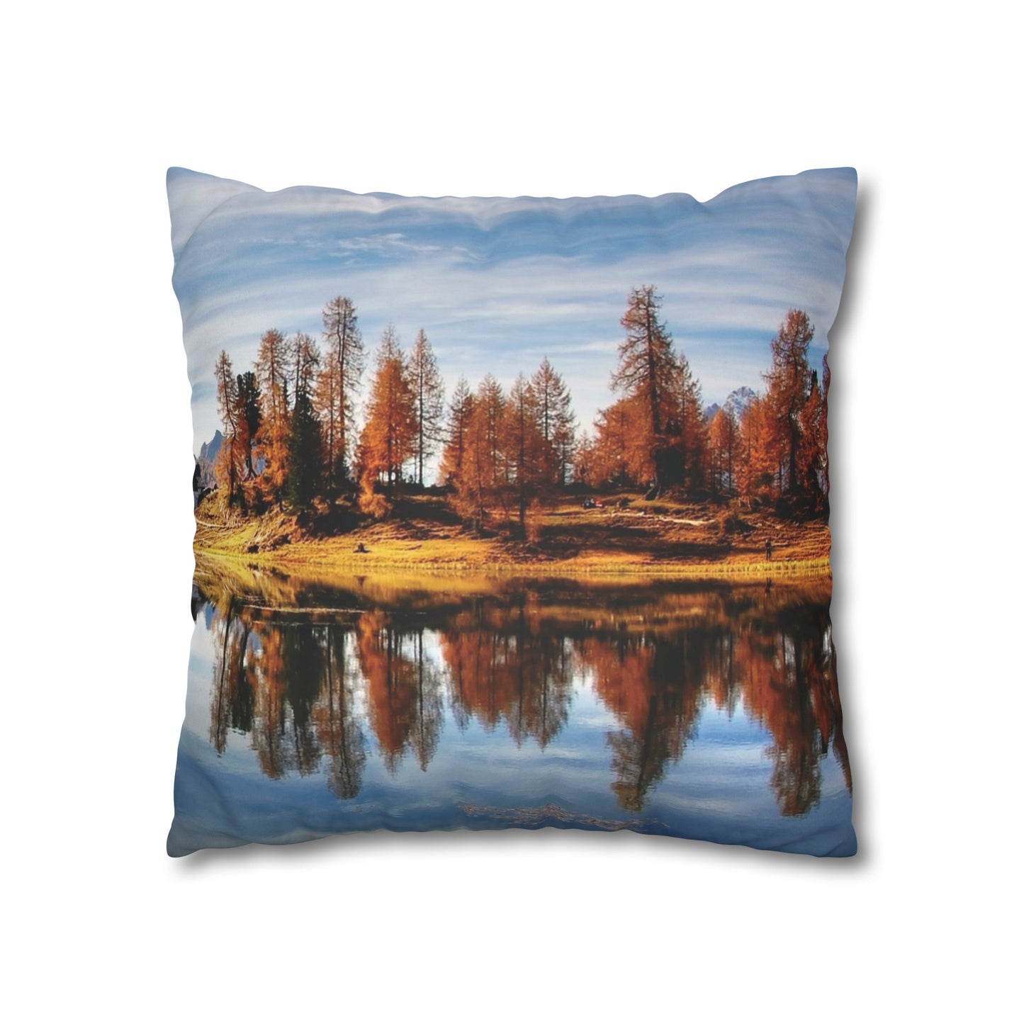 Faux Suede Square Pillowcase with Landscape