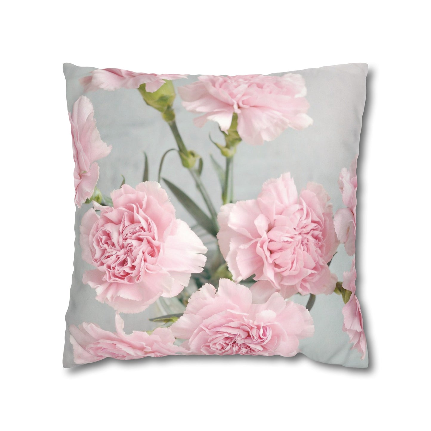 Floral Faux Suede Square Pillowcase