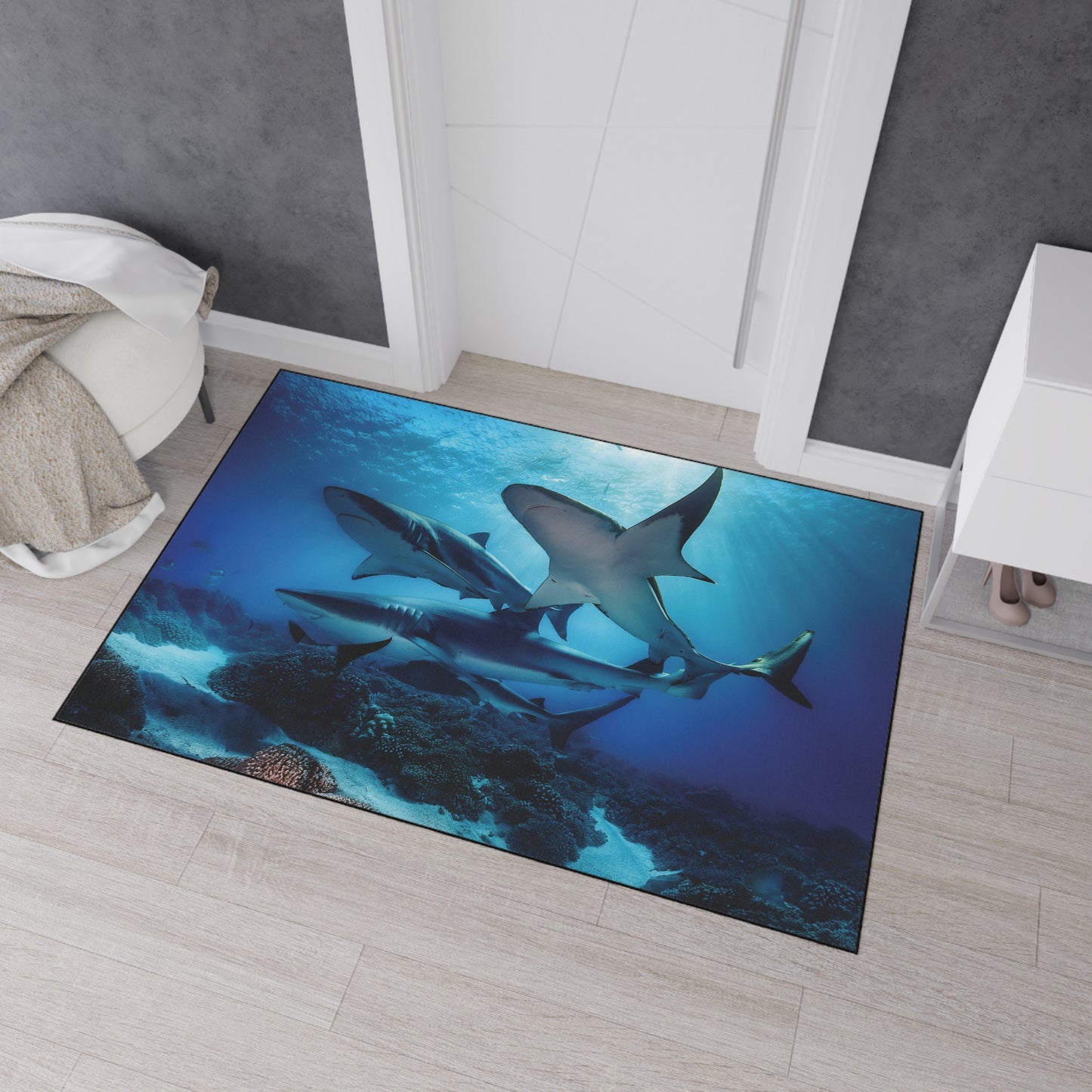 Heavy Duty Floor Mat - Deep Ocean - sharks