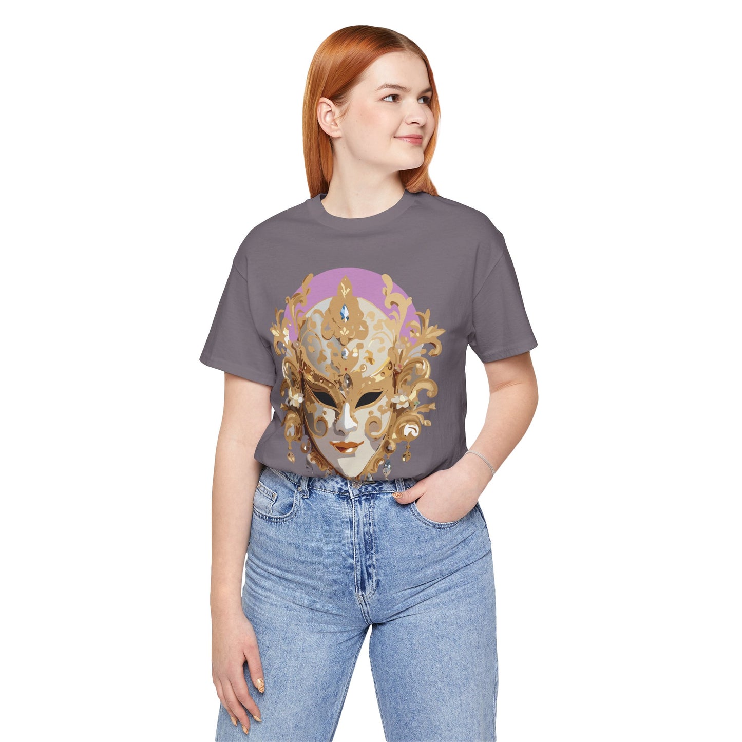 Mask Shirt, Shirt with Mask, Tee Shirt with Gold Face