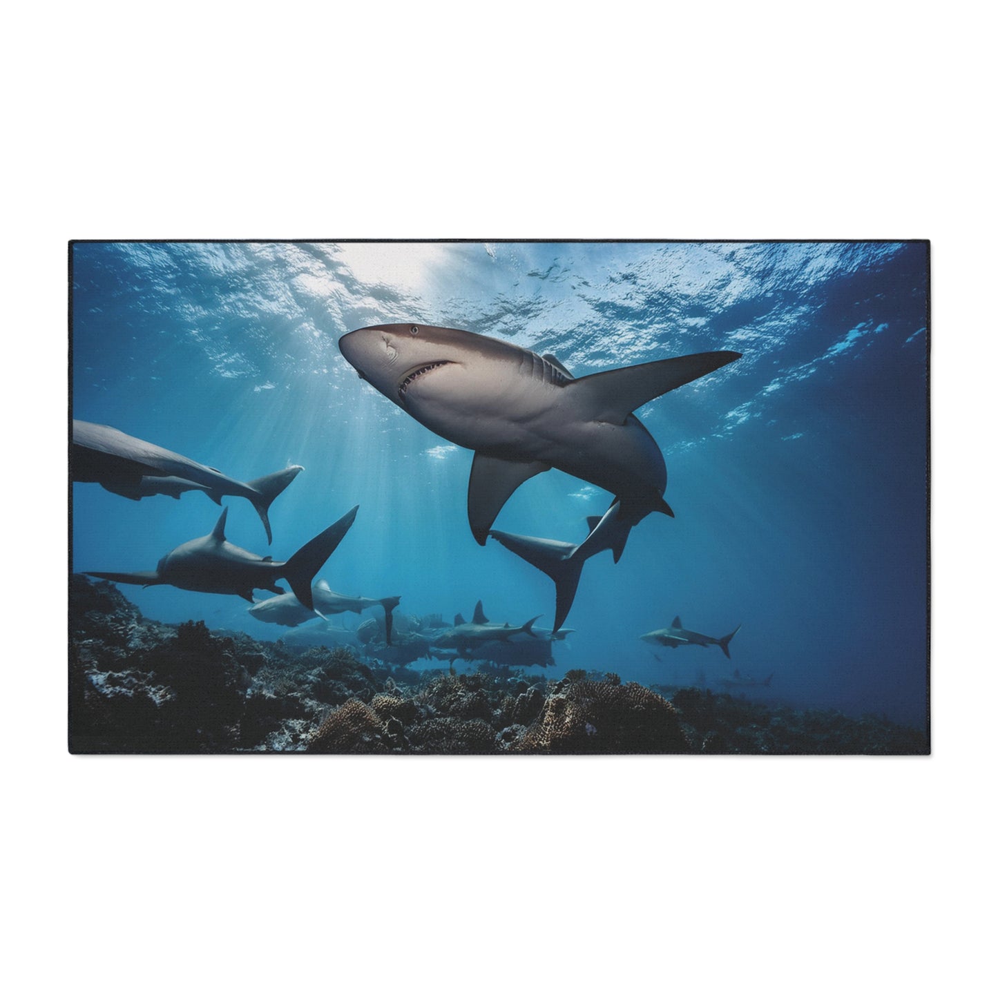 Heavy Duty Floor Mat - Deep Ocean - sharks