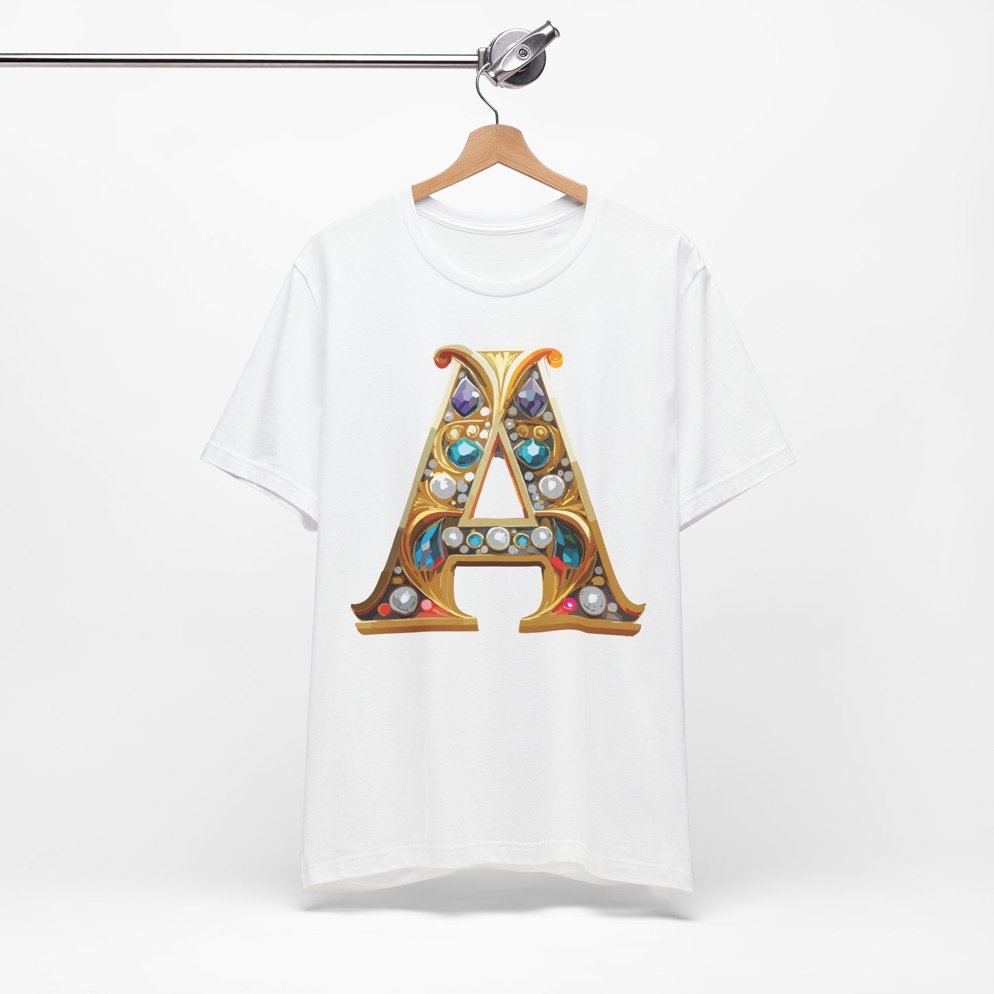Letter Shirt, Shirt with Letters, Tee Shirt with Gold Letter, Shirt with Antique Letters