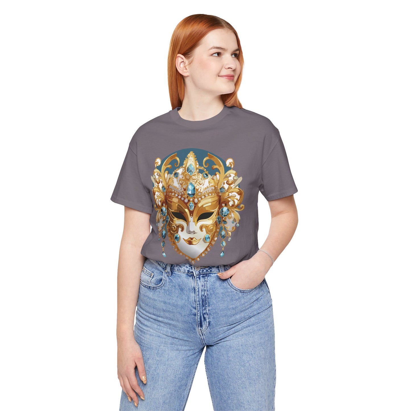 Mask Shirt, Shirt with Mask, Tee Shirt with Gold Face