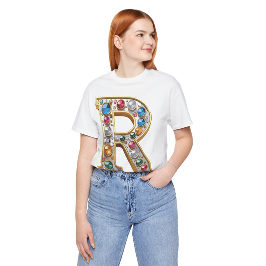 Letter Shirt, Shirt with Letters, Tee Shirt with Gold Letter, Shirt with Antique Letters