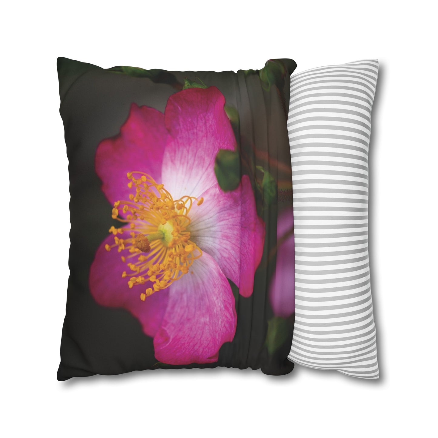 Floral Faux Suede Square Pillowcase