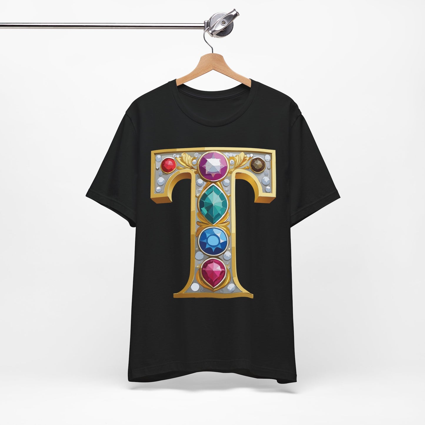 Letter Shirt, Shirt with Letters, Tee Shirt with Gold Letter, Shirt with Antique Letters