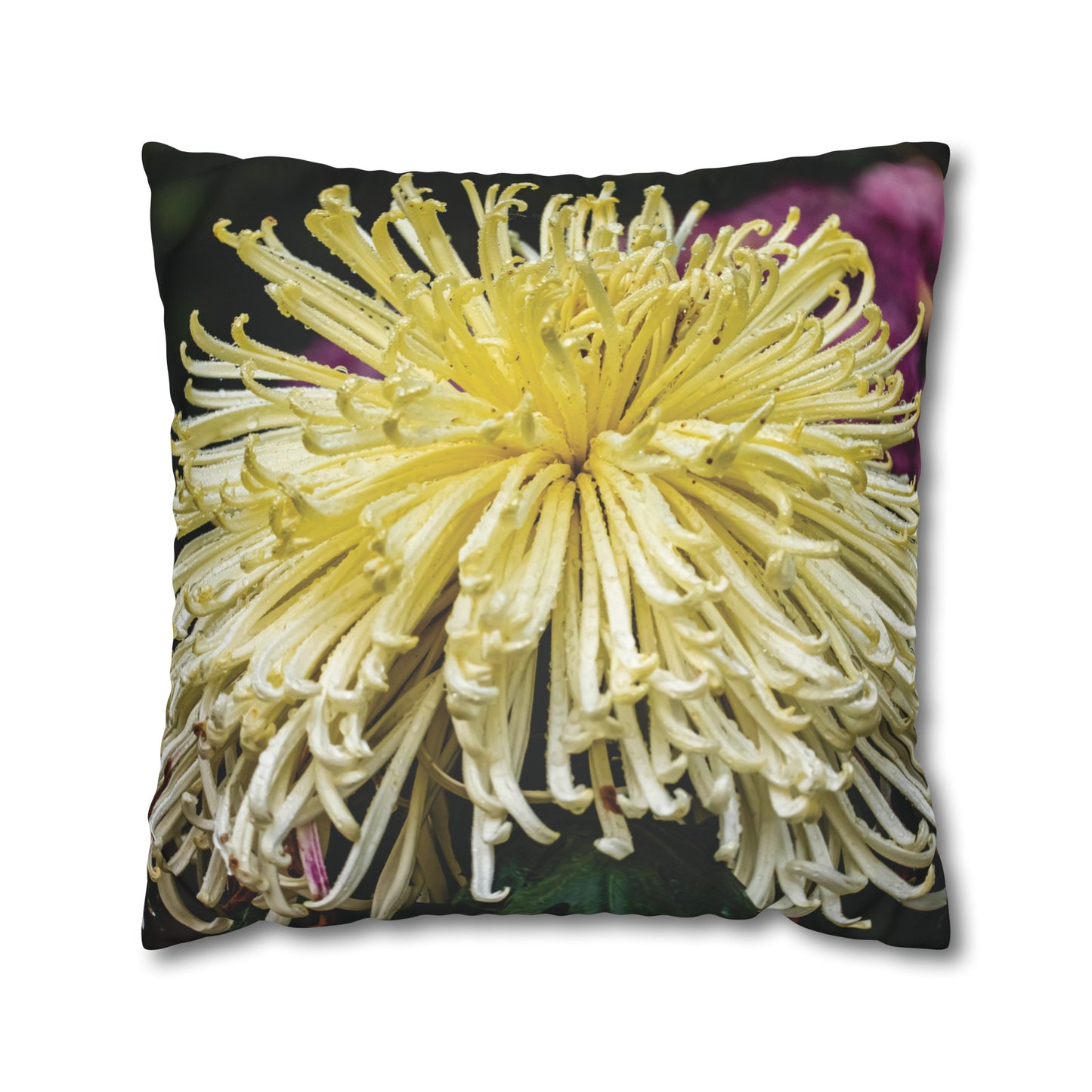 Floral Faux Suede Square Pillowcase