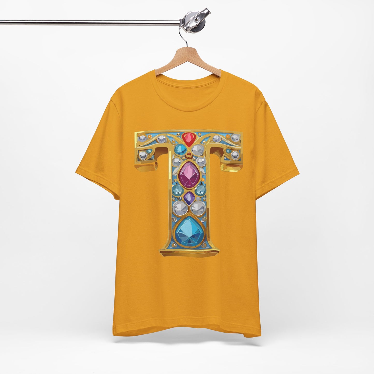 Letter Shirt, Shirt with Letters, Tee Shirt with Gold Letter, Shirt with Antique Letters