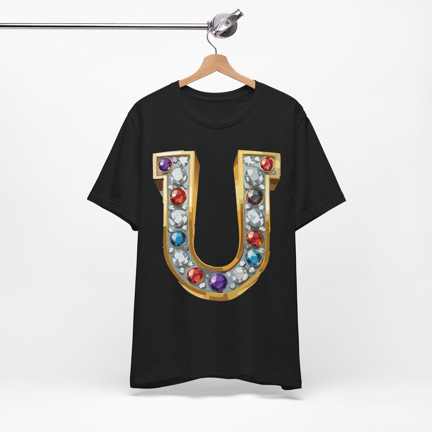Letter Shirt, Shirt with Letters, Tee Shirt with Gold Letter, Shirt with Antique Letters
