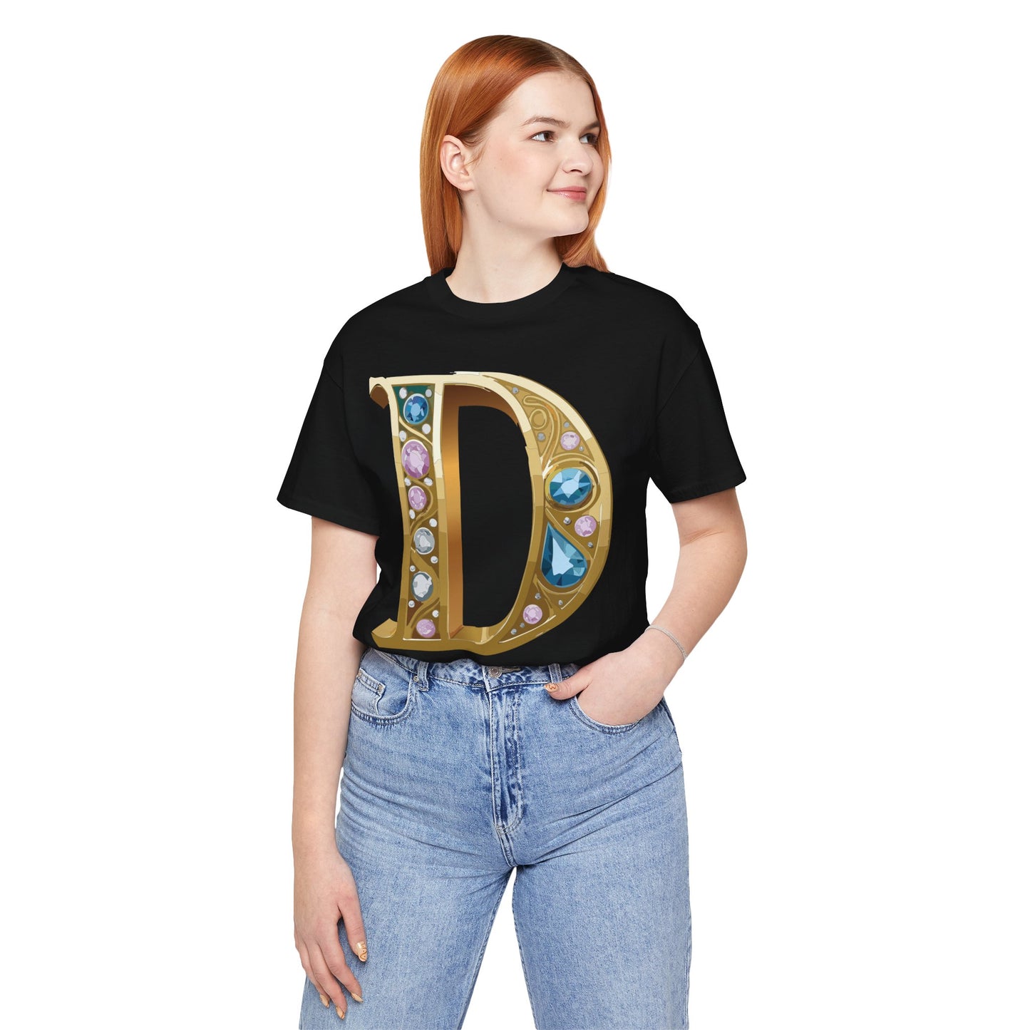 Letter Shirt, Shirt with Letters, Tee Shirt with Gold Letter, Shirt with Antique Letters
