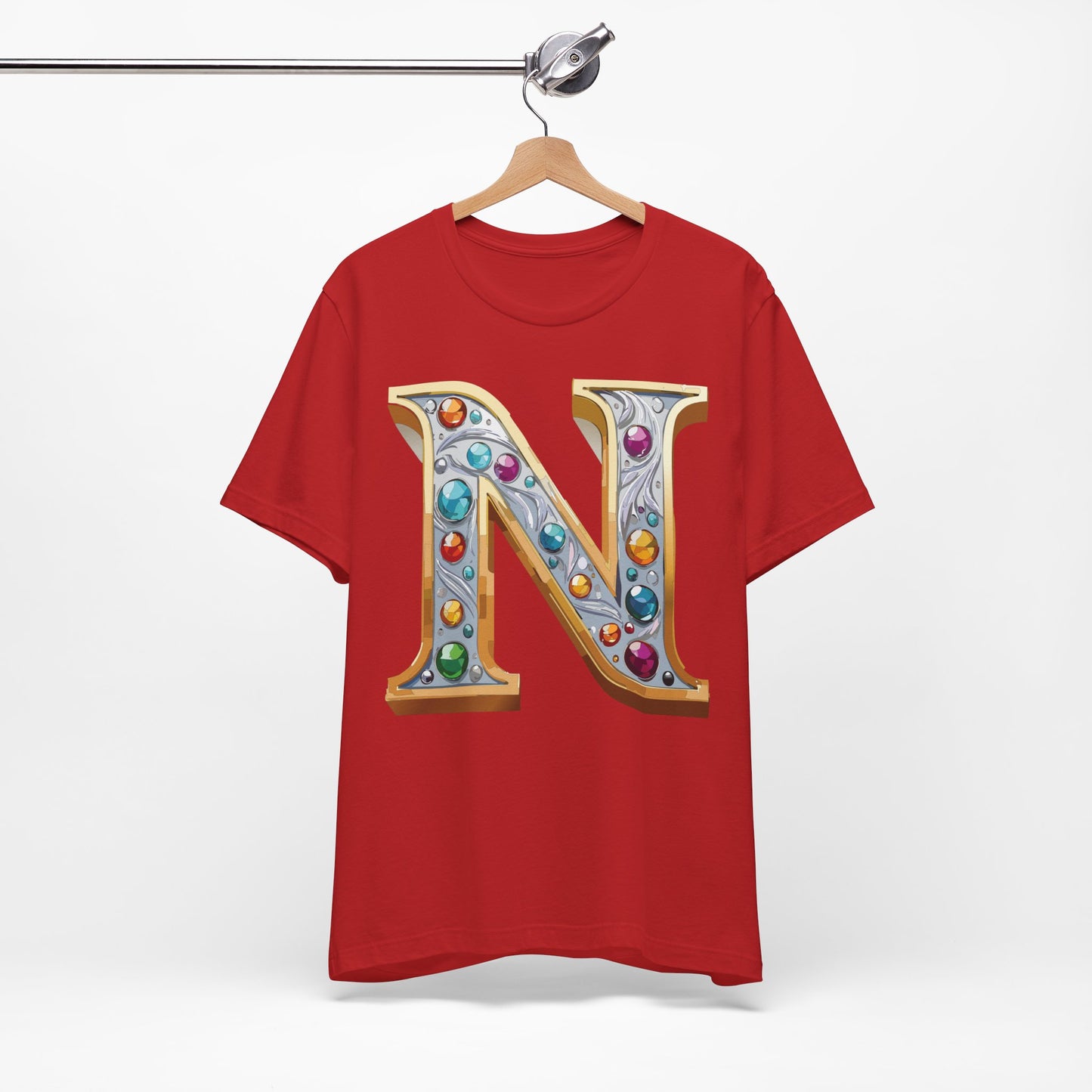 Letter Shirt, Shirt with Letters, Tee Shirt with Gold Letter, Shirt with Antique Letters