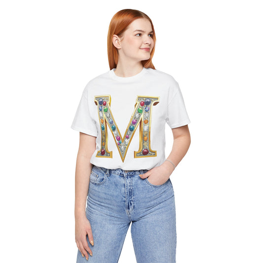 Letter Shirt, Shirt with Letters, Tee Shirt with Gold Letter, Shirt with Antique Letters